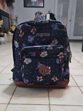 JanSport Floral Polka Dot Backpack with Suede Bottom